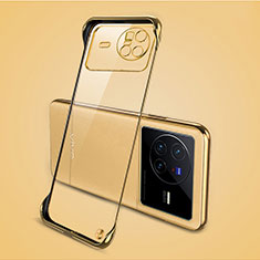 Custodia Crystal Trasparente Rigida Senza Cornice Cover H01 per Vivo X80 5G Oro