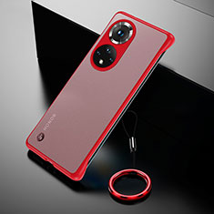 Custodia Crystal Trasparente Rigida Senza Cornice Cover H03 per Huawei Honor 50 Pro 5G Rosso