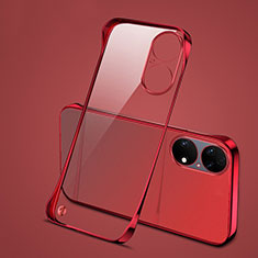 Custodia Crystal Trasparente Rigida Senza Cornice Cover H03 per Huawei P50 Pro Rosso
