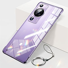 Custodia Crystal Trasparente Rigida Senza Cornice Cover per Huawei P60 Pro Viola