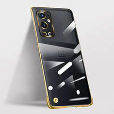 Custodia Crystal Trasparente Rigida Senza Cornice Cover per OnePlus 9 Pro 5G Oro