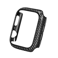 Custodia Fibra di Carbonio Lusso Morbida Spigato Cover per Apple iWatch 5 44mm Nero