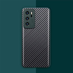 Custodia Fibra di Carbonio Lusso Morbida Spigato Cover per Huawei P40 Ciano