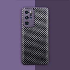 Custodia Fibra di Carbonio Lusso Morbida Spigato Cover per Huawei P40 Pro Viola