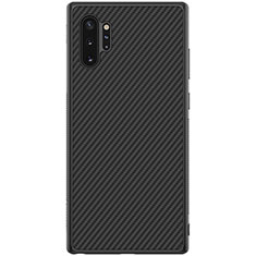 Custodia Fibra di Carbonio Lusso Morbida Spigato Cover per Samsung Galaxy Note 10 Plus 5G Nero