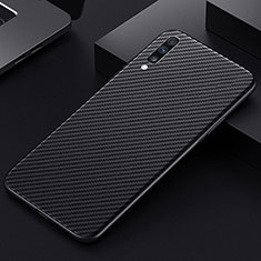 Custodia Fibra di Carbonio Lusso Morbida Spigato Cover T01 per Samsung Galaxy A70S Nero