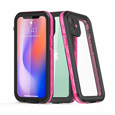 Custodia Impermeabile Silicone e Plastica Opaca Waterproof Cover 360 Gradi per Apple iPhone 12 Mini Rosa Caldo