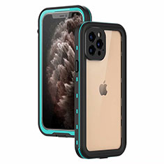 Custodia Impermeabile Silicone e Plastica Opaca Waterproof Cover 360 Gradi per Apple iPhone 12 Pro Max Ciano
