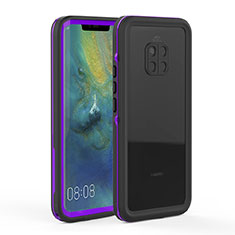 Custodia Impermeabile Silicone e Plastica Opaca Waterproof Cover 360 Gradi per Huawei Mate 20 Pro Viola