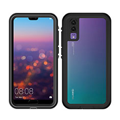 Custodia Impermeabile Silicone e Plastica Opaca Waterproof Cover 360 Gradi per Huawei P20 Nero