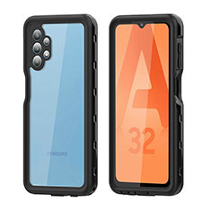 Custodia Impermeabile Silicone e Plastica Opaca Waterproof Cover 360 Gradi per Samsung Galaxy A32 5G Nero