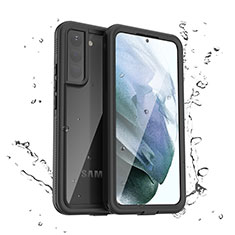 Custodia Impermeabile Silicone e Plastica Opaca Waterproof Cover 360 Gradi per Samsung Galaxy S21 Plus 5G Nero