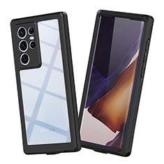 Custodia Impermeabile Silicone e Plastica Opaca Waterproof Cover 360 Gradi per Samsung Galaxy S23 Ultra 5G Nero