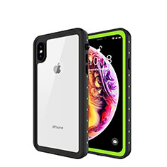 Custodia Impermeabile Silicone e Plastica Opaca Waterproof Cover 360 Gradi W01 per Apple iPhone X Verde
