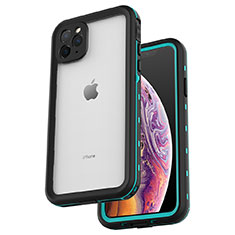 Custodia Impermeabile Silicone e Plastica Opaca Waterproof Cover 360 Gradi W04 per Apple iPhone 11 Pro Ciano