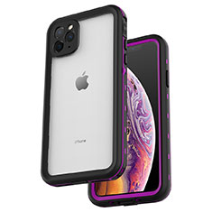 Custodia Impermeabile Silicone e Plastica Opaca Waterproof Cover 360 Gradi W04 per Apple iPhone 11 Pro Max Viola
