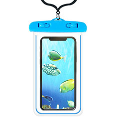 Custodia Impermeabile Subacquea Universale W08 per Apple iPhone 12 Mini Cielo Blu