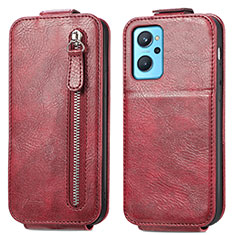 Custodia In Pelle Flip per Realme 9i 4G Rosso