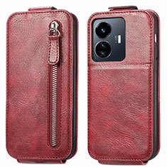 Custodia In Pelle Flip per Vivo Y77e 5G Rosso