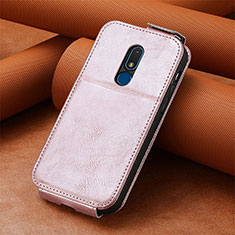 Custodia In Pelle Flip S01D per Nokia C3 Oro Rosa