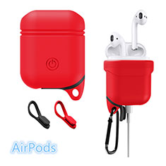 Custodia in Silicone con Moschettone per AirPods Custodia di Ricarica Z02 Rosso