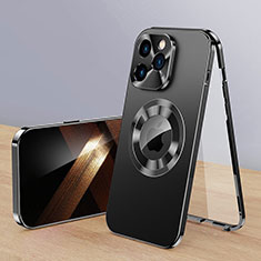 Custodia Lusso Alluminio Cover 360 Gradi con Mag-Safe Magnetic P01 per Apple iPhone 14 Pro Nero