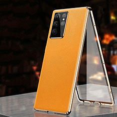 Custodia Lusso Alluminio Cover 360 Gradi D01 per Samsung Galaxy S24 Ultra 5G Arancione