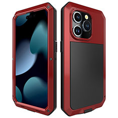 Custodia Lusso Alluminio Cover 360 Gradi HJ1 per Apple iPhone 13 Pro Max Rosso