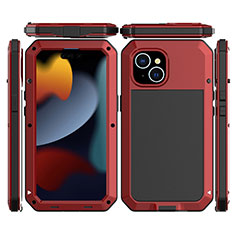 Custodia Lusso Alluminio Cover 360 Gradi HJ1 per Apple iPhone 13 Rosso