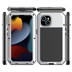 Custodia Lusso Alluminio Cover 360 Gradi HJ1 per Apple iPhone 15 Plus Argento