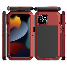 Custodia Lusso Alluminio Cover 360 Gradi HJ1 per Apple iPhone 15 Plus Rosso