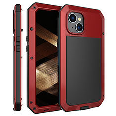 Custodia Lusso Alluminio Cover 360 Gradi HJ2 per Apple iPhone 13 Rosso