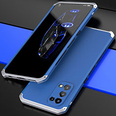 Custodia Lusso Alluminio Cover 360 Gradi M01 per Oppo Find X3 Lite 5G Argento e Blu