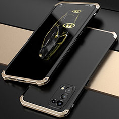 Custodia Lusso Alluminio Cover 360 Gradi M01 per Oppo Reno5 5G Oro e Nero