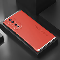 Custodia Lusso Alluminio Cover 360 Gradi P01 per Huawei Honor 90 5G Argento e Rosso