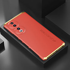Custodia Lusso Alluminio Cover 360 Gradi P01 per Huawei Honor 90 5G Oro e Rosso