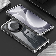 Custodia Lusso Alluminio Cover 360 Gradi P01 per Huawei Mate 60 Pro+ Plus Argento e Nero
