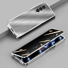 Custodia Lusso Alluminio Cover 360 Gradi P01 per Samsung Galaxy Z Fold3 5G Argento