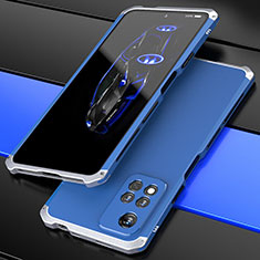 Custodia Lusso Alluminio Cover 360 Gradi P01 per Xiaomi Mi 11i 5G (2022) Argento e Blu