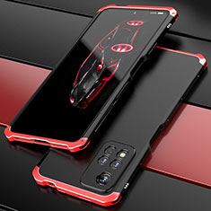 Custodia Lusso Alluminio Cover 360 Gradi P01 per Xiaomi Mi 11i 5G (2022) Rosso e Nero
