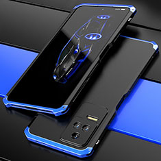 Custodia Lusso Alluminio Cover 360 Gradi P02 per Xiaomi Redmi K50 5G Blu e Nero