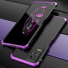 Custodia Lusso Alluminio Cover 360 Gradi P02 per Xiaomi Redmi K50 5G Viola