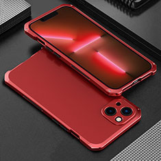 Custodia Lusso Alluminio Cover 360 Gradi per Apple iPhone 13 Mini Rosso