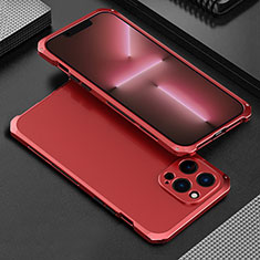 Custodia Lusso Alluminio Cover 360 Gradi per Apple iPhone 13 Pro Rosso