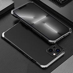 Custodia Lusso Alluminio Cover 360 Gradi per Apple iPhone 14 Argento e Nero