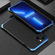 Custodia Lusso Alluminio Cover 360 Gradi per Apple iPhone 14 Plus Blu e Nero