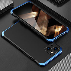 Custodia Lusso Alluminio Cover 360 Gradi per Apple iPhone 15 Blu e Nero