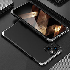 Custodia Lusso Alluminio Cover 360 Gradi per Apple iPhone 15 Plus Argento e Nero