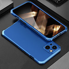 Custodia Lusso Alluminio Cover 360 Gradi per Apple iPhone 15 Plus Blu