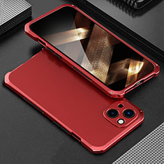 Custodia Lusso Alluminio Cover 360 Gradi per Apple iPhone 15 Plus Rosso